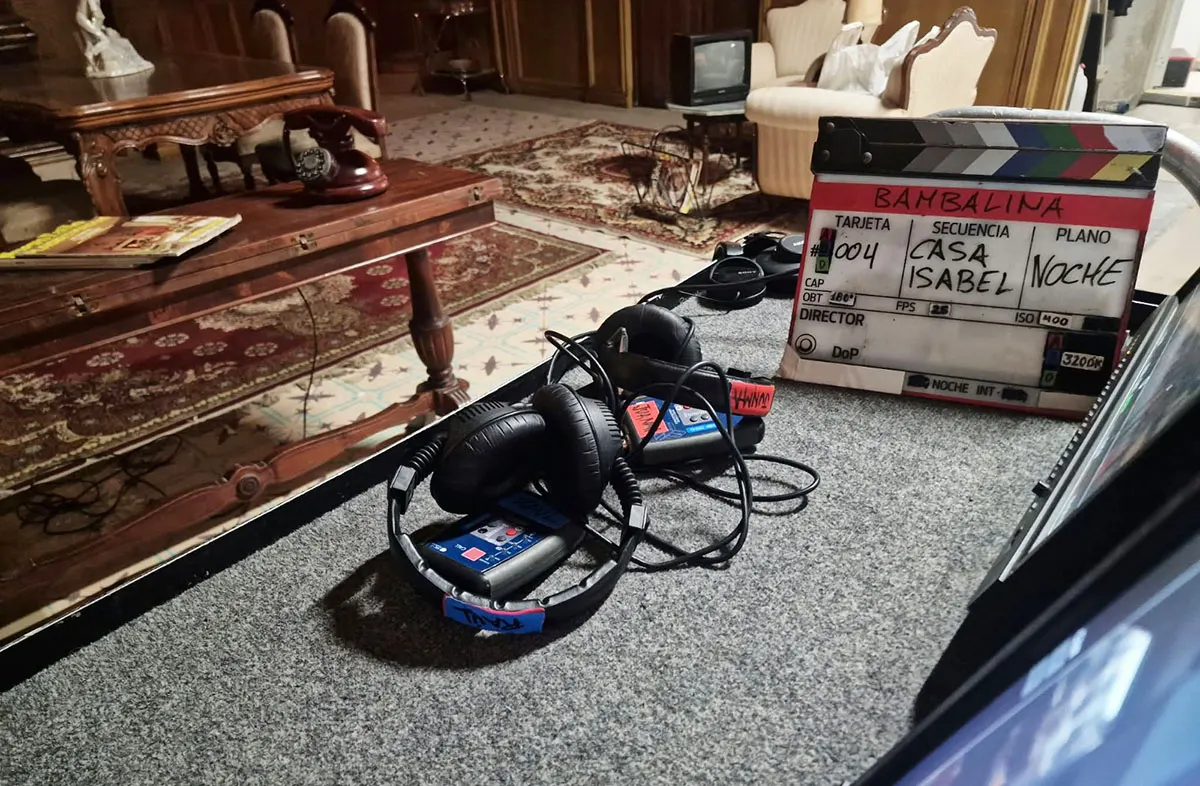 Claqueta de «Bambalina» en el set de rodaje